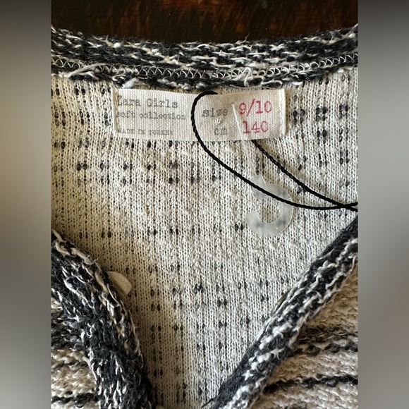 Zara knitted jacket ivory/ grey Size 9-10 - Picture 2 of 3